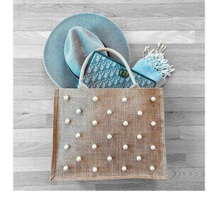 NEW Pearl Jute Beach Tote Natural